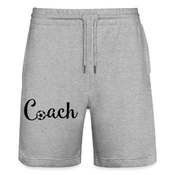 Football Coach - Stanley/Stella Trainer Unisex Organic Jogging Shorts - heather grey - Front - Nik (191cm) & Marisol (170cm)