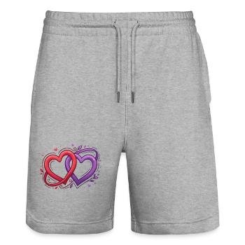 Intricate heart duets - Stanley/Stella Trainer Unisex Organic Jogging Shorts - heather grey - Front - Nik (191cm) & Marisol (170cm)