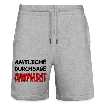 Currywurst - Stanley/Stella Unisex Bio Joggingshorts Trainer  - Grau meliert - Vorne - Nik (191cm) & Marisol (170cm)