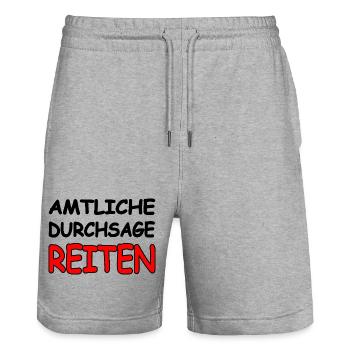 Reiten - Stanley/Stella Unisex Bio Joggingshorts Trainer  - Grau meliert - Vorne - Nik (191cm) & Marisol (170cm)