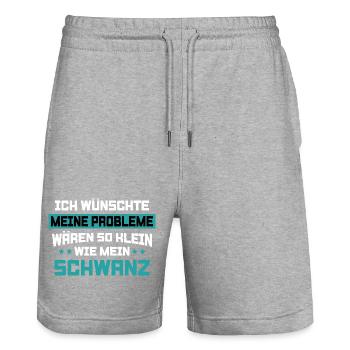Meine Probleme So Klein Wie Mein Schwanz  - Stanley/Stella Unisex Bio Joggingshorts Trainer  - Grau meliert - Vorne - Nik (191cm) & Marisol (170cm)