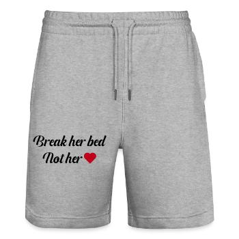 Rotes Herz auf Schwarz - Stanley/Stella Unisex Bio Joggingshorts Trainer  - Grau meliert - Vorne - Nik (191cm) & Marisol (170cm)