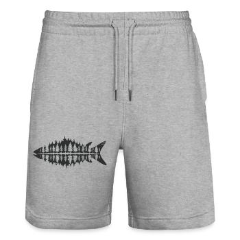 Pêcheur Nature Poisson Forêt Minimaliste - Short de jogging bio TRAINER Stanley/Stella unisexe - gris chiné - Devant - Nik (191cm) & Marisol (170cm)