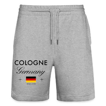 Cologne Germany Coordinates Travel Souvenir - Stanley/Stella Trainer Unisex Organic Jogging Shorts - heather grey - Front - Nik (191cm) & Marisol (170cm)