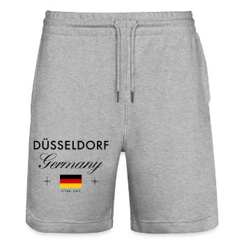 Düsseldorf Deutschland Koordinaten Reise Souvenir - Stanley/Stella Unisex Bio Joggingshorts Trainer  - Grau meliert - Vorne - Nik (191cm) & Marisol (170cm)
