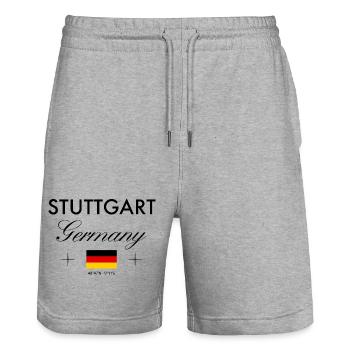 Stuttgart, Germany, coordinates, travel, souvenir - Stanley/Stella Trainer Unisex Organic Jogging Shorts - heather grey - Front - Nik (191cm) & Marisol (170cm)