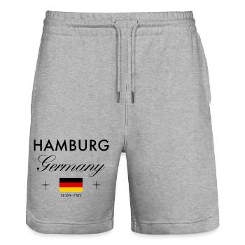 Hamburg Germany Coordinates Travel Souvenir - Stanley/Stella Trainer Unisex Organic Jogging Shorts - heather grey - Front - Nik (191cm) & Marisol (170cm)