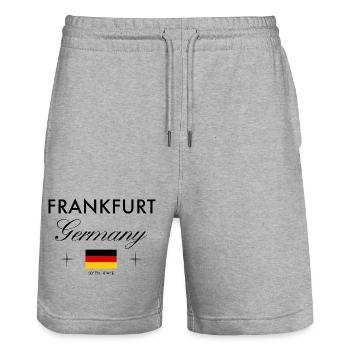 Frankfurt Germany coordinates travel souvenir - Stanley/Stella Trainer Unisex Organic Jogging Shorts - heather grey - Front - Nik (191cm) & Marisol (170cm)