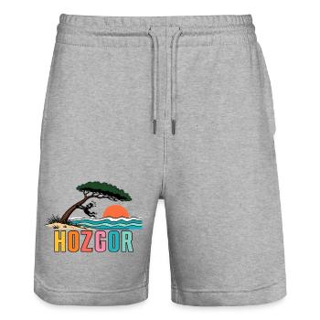HOZGOR Ocean Pine of the Landes Retro - Stanley/Stella Trainer Unisex Organic Jogging Shorts - heather grey - Front - Nik (191cm) & Marisol (170cm)