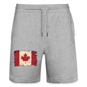 Canadian Flag - Stanley/Stella Trainer Unisex Organic Jogging Shorts - heather grey - Front - Nik (191cm) & Marisol (170cm)
