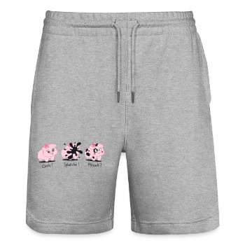 Les 3 petits cochons - Short de jogging bio TRAINER Stanley/Stella unisexe - gris chiné - Devant - Nik (191cm) & Marisol (170cm)
