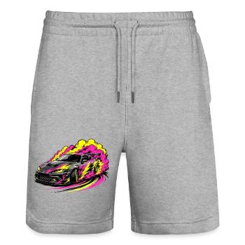 Drift Car Neonflare - Stanley/Stella Trainer Unisex Organic Jogging Shorts - heather grey - Front - Nik (191cm) & Marisol (170cm)