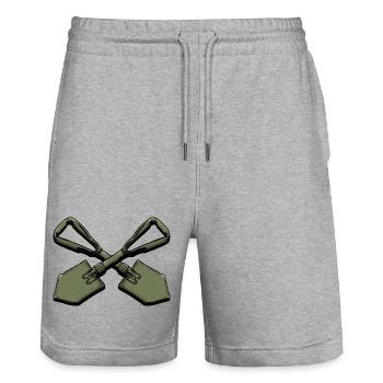 Cruising Tactical Spades Illustration - Stanley/Stella Trainer Unisex Organic Jogging Shorts - heather grey - Front - Nik (191cm) & Marisol (170cm)