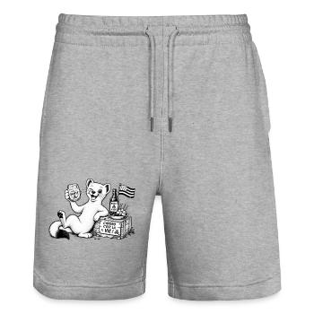 Vaelosek l hermine apéro  - Short de jogging bio TRAINER Stanley/Stella unisexe - gris chiné - Devant - Nik (191cm) & Marisol (170cm)
