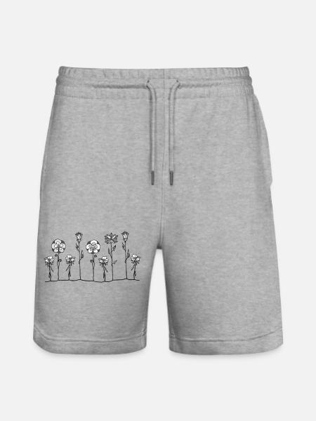 Flowers - Stanley/Stella Trainer Unisex Organic Jogging Shorts - heather grey