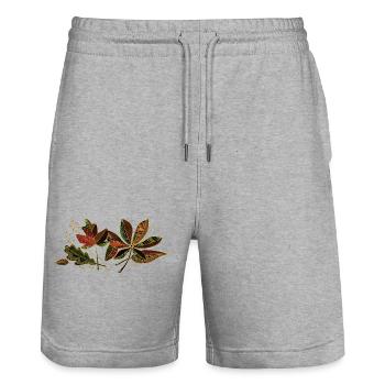 leaves - Stanley/Stella Trainer Unisex Organic Jogging Shorts - heather grey - Front - Nik (191cm) & Marisol (170cm)