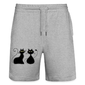 Cats - Stanley/Stella Trainer Unisex Organic Jogging Shorts - heather grey - Front - Nik (191cm) & Marisol (170cm)
