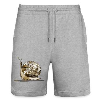 snail - Stanley/Stella Trainer Unisex Organic Jogging Shorts - heather grey - Front - Nik (191cm) & Marisol (170cm)