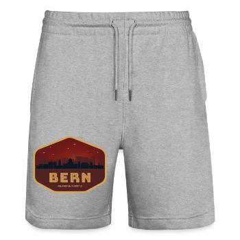 Bern Schweiz Skyline Badge Rot - Stanley/Stella Unisex Bio Joggingshorts Trainer  - Grau meliert - Vorne - Nik (191cm) & Marisol (170cm)