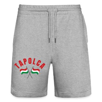 Tapolca Crossed Hungarian Flags  - Stanley/Stella Trainer Unisex Organic Jogging Shorts - heather grey - Front - Nik (191cm) & Marisol (170cm)
