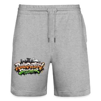 Police en aérosol Graffiti Streetwear - Short de jogging bio TRAINER Stanley/Stella unisexe - gris chiné - Devant - Nik (191cm) & Marisol (170cm)