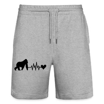 Cœur Battement de Singe - Short de jogging bio TRAINER Stanley/Stella unisexe - gris chiné - Devant - Nik (191cm) & Marisol (170cm)