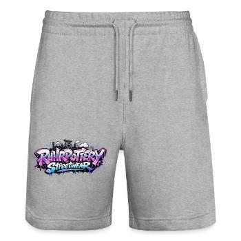 RuhrPottery Streetwear Graffiti - Stanley/Stella Trainer Unisex Organic Jogging Shorts - heather grey - Front - Nik (191cm) & Marisol (170cm)