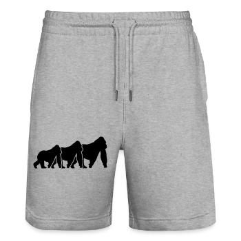 Monkey Silhouettes - Stanley/Stella Trainer Unisex Organic Jogging Shorts - heather grey - Front - Nik (191cm) & Marisol (170cm)