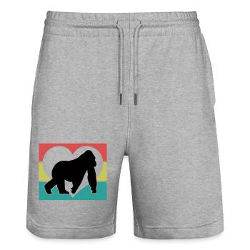 Cœur Silhouette de Singe Rétro - Short de jogging bio TRAINER Stanley/Stella unisexe - gris chiné - Devant - Nik (191cm) & Marisol (170cm)
