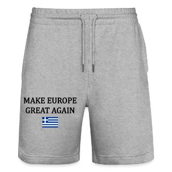Rendre l’Europe Grande à nouveau – Grèce - Short de jogging bio TRAINER Stanley/Stella unisexe - gris chiné - Devant - Nik (191cm) & Marisol (170cm)