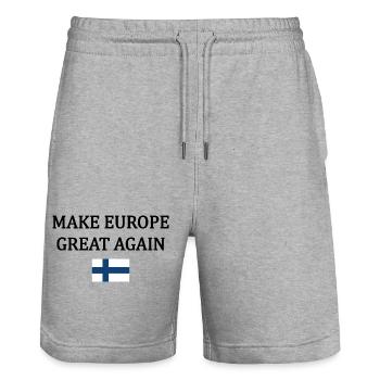 Rendre l’Europe Grande à Nouveau – Finlande - Short de jogging bio TRAINER Stanley/Stella unisexe - gris chiné - Devant - Nik (191cm) & Marisol (170cm)