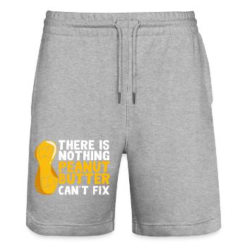 Peanut butter - Stanley/Stella Trainer Unisex Organic Jogging Shorts - heather grey - Front - Nik (191cm) & Marisol (170cm)
