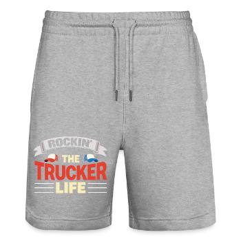Rockin The Trucker Life Truck Driver Everyday Life - Stanley/Stella Trainer Unisex Organic Jogging Shorts - heather grey - Front - Nik (191cm) & Marisol (170cm)