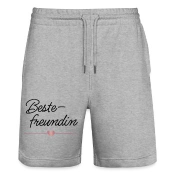 Beste Freundin Herz Geschenk Freundschaft - Stanley/Stella Unisex Bio Joggingshorts Trainer  - Grau meliert - Vorne - Nik (191cm) & Marisol (170cm)