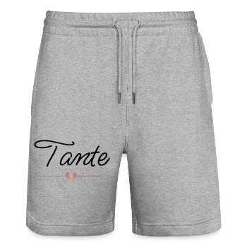 Tante Cœur Cadeau Personne Préférée de la Famille - Short de jogging bio TRAINER Stanley/Stella unisexe - gris chiné - Devant - Nik (191cm) & Marisol (170cm)