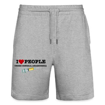 Funny Anesthesiologist Anesthetist Gift for Doctor - Stanley/Stella Trainer Unisex Organic Jogging Shorts - heather grey - Front - Nik (191cm) & Marisol (170cm)
