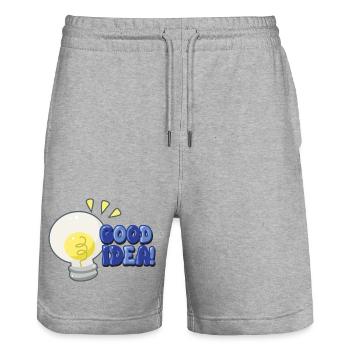 Good Idea Light Bulb Comic - Stanley/Stella Trainer Unisex Organic Jogging Shorts - heather grey - Front - Nik (191cm) & Marisol (170cm)