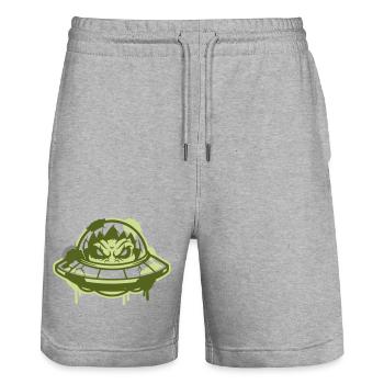 Logo graffiti d’OVNI extraterrestre - Short de jogging bio TRAINER Stanley/Stella unisexe - gris chiné - Devant - Nik (191cm) & Marisol (170cm)