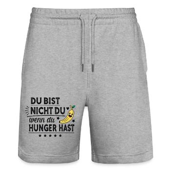 Du bist nicht du, wenn du Hunger hast - Stanley/Stella Unisex Bio Joggingshorts Trainer  - Grau meliert - Vorne - Nik (191cm) & Marisol (170cm)