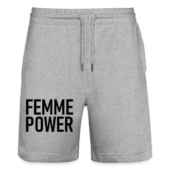 femme Power - Woman - Women - Women's Power - Women - Stanley/Stella Trainer Unisex Organic Jogging Shorts - heather grey - Front - Nik (191cm) & Marisol (170cm)