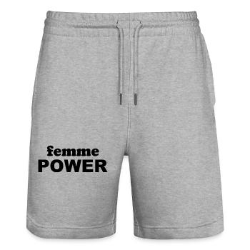 femme Power - Woman - Women - Women's Power - Women - Stanley/Stella Trainer Unisex Organic Jogging Shorts - heather grey - Front - Nik (191cm) & Marisol (170cm)
