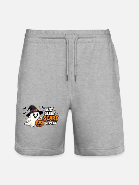 Halloween eat, sleep, scare, repeat - Stanley/Stella Trainer Unisex Organic Jogging Shorts - heather grey