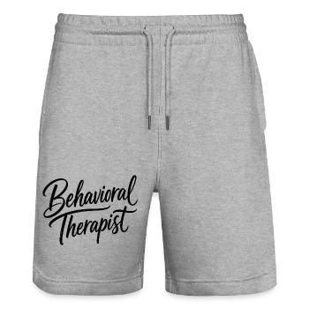 Behavioural therapist, school behaviour technician - Stanley/Stella Trainer Unisex Organic Jogging Shorts - heather grey - Front - Nik (191cm) & Marisol (170cm)