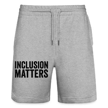 Inclusion is important – Special education – Freundli - Stanley/Stella Trainer Unisex Organic Jogging Shorts - heather grey - Front - Nik (191cm) & Marisol (170cm)