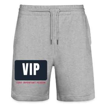 VIP Lettering Bar - Guest of Honor Party Design - Stanley/Stella Trainer Unisex Organic Jogging Shorts - heather grey - Front - Nik (191cm) & Marisol (170cm)