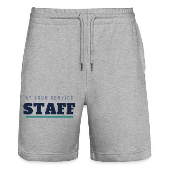Staff College Lettering - Staff Team - Stanley/Stella Trainer Unisex Organic Jogging Shorts - heather grey - Front - Nik (191cm) & Marisol (170cm)