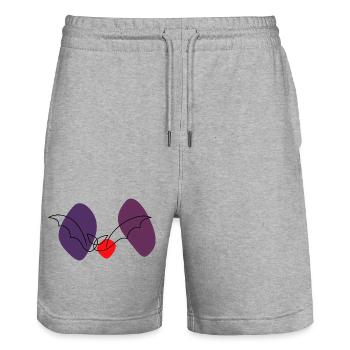 Lineart bat with color background - Stanley/Stella Trainer Unisex Organic Jogging Shorts - heather grey - Front - Nik (191cm) & Marisol (170cm)