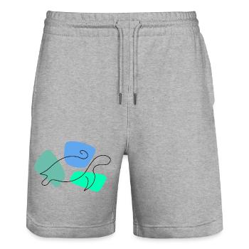 Lineart turtle with color background - Stanley/Stella Trainer Unisex Organic Jogging Shorts - heather grey - Front - Nik (191cm) & Marisol (170cm)