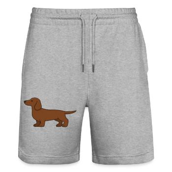 Silhouette de teckel brun - Short de jogging bio TRAINER Stanley/Stella unisexe - gris chiné - Devant - Nik (191cm) & Marisol (170cm)
