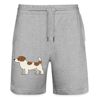 Beagle Cartoon Dog White Brown - Stanley/Stella Trainer Unisex Organic Jogging Shorts - heather grey - Front - Nik (191cm) & Marisol (170cm)
